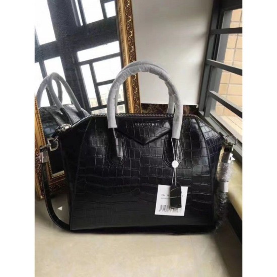 Replica Givenchy Antigona Tote Bag Crocodile leather Black