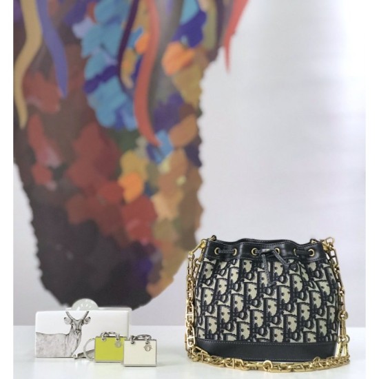 Replica Christian Dior Miss Dior Oblique Bucket Black