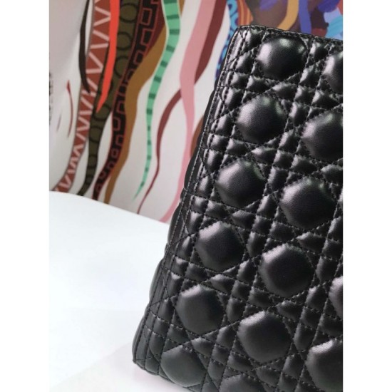 Replica Christian Dior Large Lady Dior Supple Tote Bag M0584 Black Gold