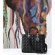 Replica Christian Dior Large Lady Dior Supple Tote Bag M0584 Black Silver Fake Christian Dior Large Lady Dior Supple Tote Bag M0584 Black Silver Replica