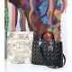 Replica Christian Dior Large Lady Dior Supple Tote Bag M0584 Black Silver Fake Christian Dior Large Lady Dior Supple Tote Bag M0584 Black Silver Replica