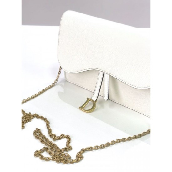 Replica Christian Dior Saddle Woc Chain Bag M5620 White
