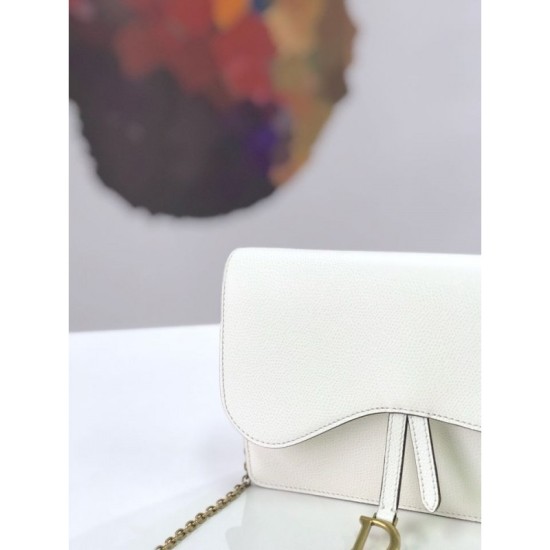 Replica Christian Dior Saddle Woc Chain Bag M5620 White