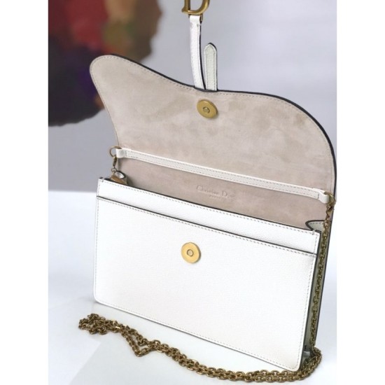 Replica Christian Dior Saddle Woc Chain Bag M5620 White