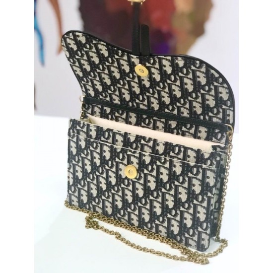 Replica Christian Dior Oblique Saddle Woc Chain Bag M5620 Black