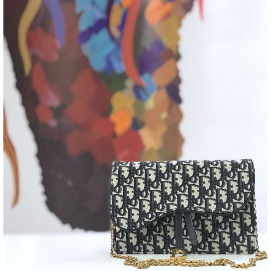 Replica Christian Dior Oblique Saddle Woc Chain Bag M5620 Black