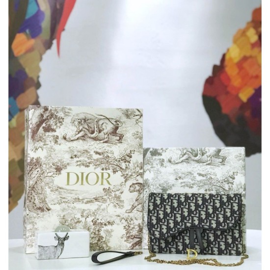 Replica Christian Dior Oblique Saddle Woc Chain Bag M5620 Black