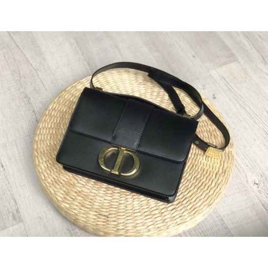 Fake Christian Dior 30 Montaigne Flap Bag Black Replica