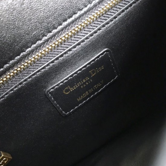 Fake Christian Dior 30 Montaigne Flap Bag Black Replica