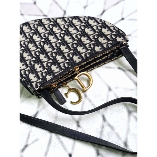 Fake Christian Dior Oblique Saddle Belt Bag Black Replica