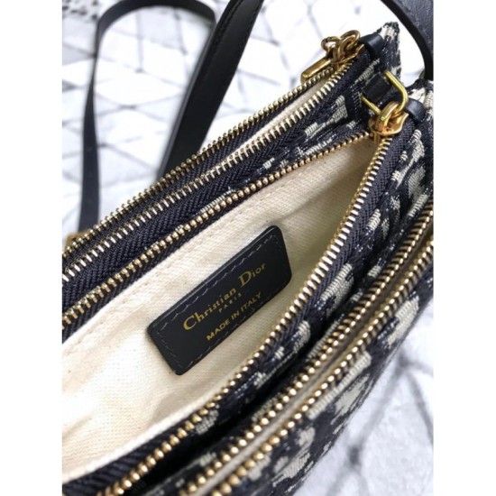 Fake Christian Dior Oblique Saddle Belt Bag Black Replica