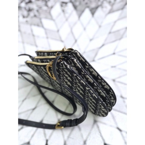 Fake Christian Dior Oblique Saddle Belt Bag Black Replica