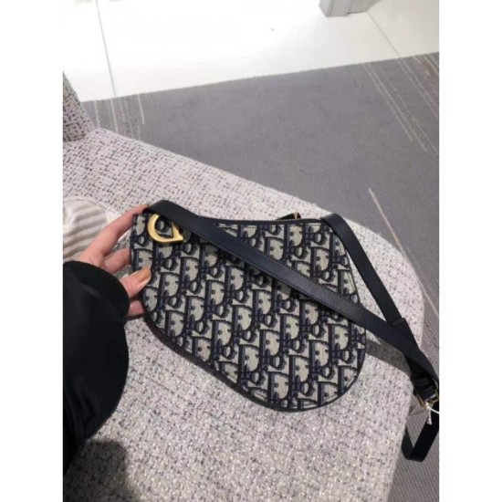 Fake Christian Dior Oblique Saddle Belt Bag Black Replica