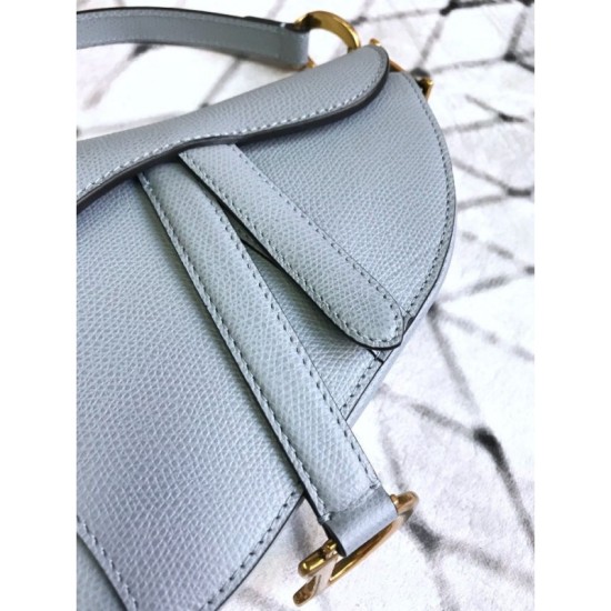 Replica Christian Dior Mini Saddle Calfskin Bag Light Blue