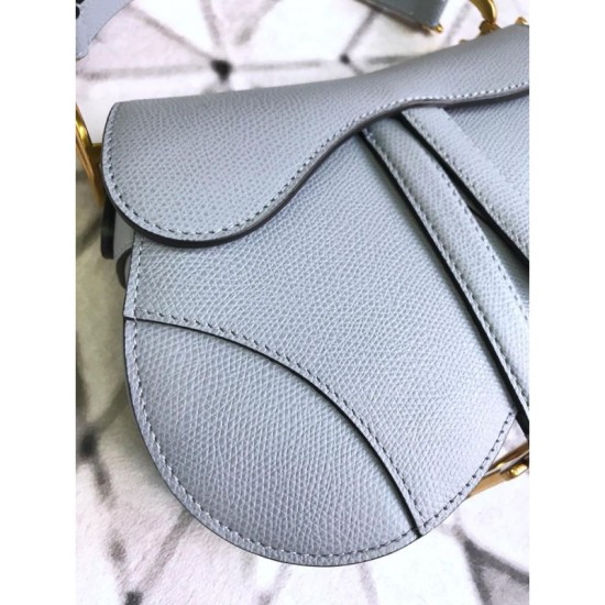 Replica Christian Dior Mini Saddle Calfskin Bag Light Blue