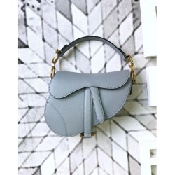 Replica Christian Dior Mini Saddle Calfskin Bag Light Blue