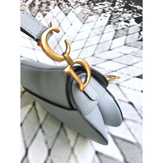 Replica Christian Dior Mini Saddle Calfskin Bag Light Blue
