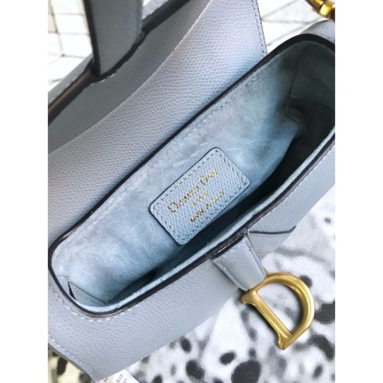 Replica Christian Dior Mini Saddle Calfskin Bag Light Blue