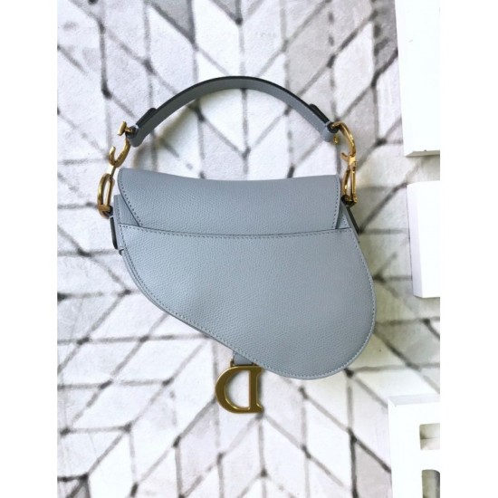 Replica Christian Dior Mini Saddle Calfskin Bag Light Blue