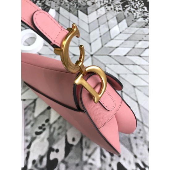 Replica Christian Dior Mini Saddle Calfskin Bag Pink
