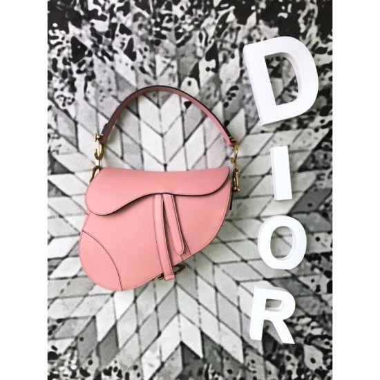 Replica Christian Dior Mini Saddle Calfskin Bag Pink