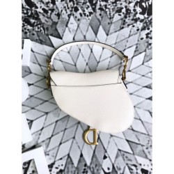 Fake Christian Dior Mini Saddle Calfskin Bag White Replica