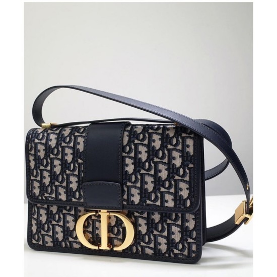 Fake Christian Dior 30 Montaigne Flap Bag Dark Blue Replica