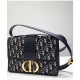 Fake Christian Dior 30 Montaigne Flap Bag Dark Blue Replica