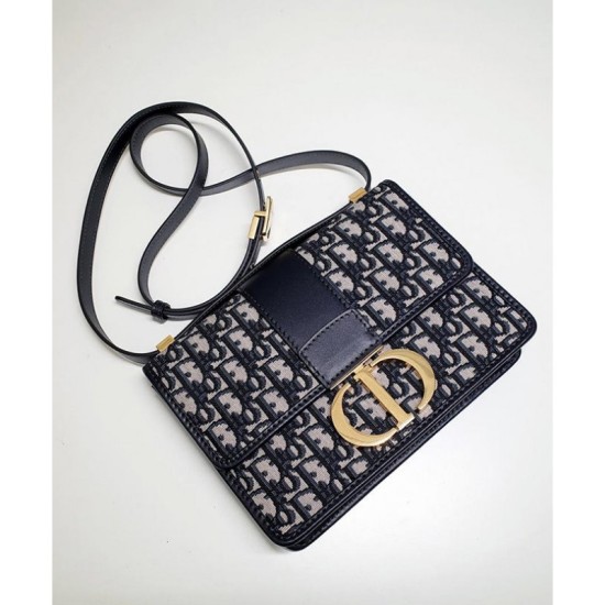 Fake Christian Dior 30 Montaigne Flap Bag Dark Blue Replica