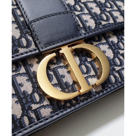 Fake Christian Dior 30 Montaigne Flap Bag Dark Blue Replica