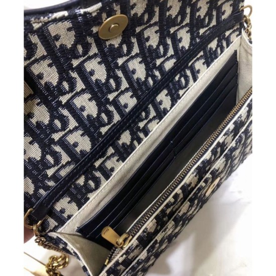 Replica Christian Dior Saddle long wallet with flap S5614 Dark Blue