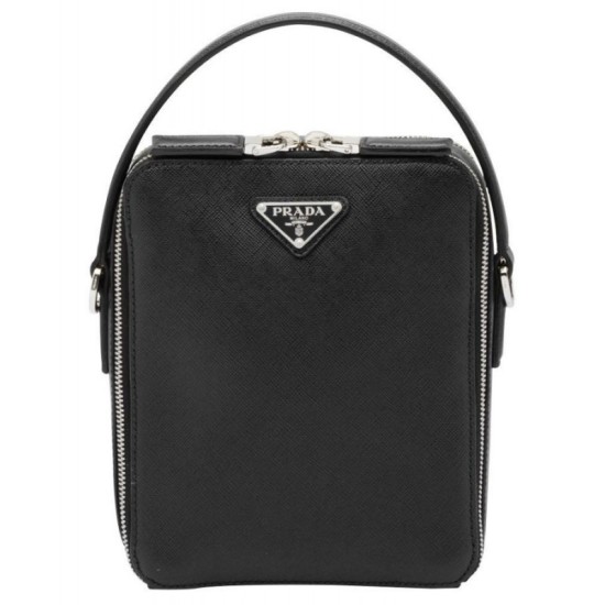 Replica Prada Brique Saffiano leather bag 2VH066 Black