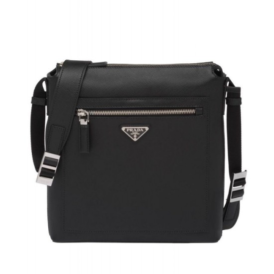 Fake Prada Saffiano leather shoulder bag 2VH062 Black Replica