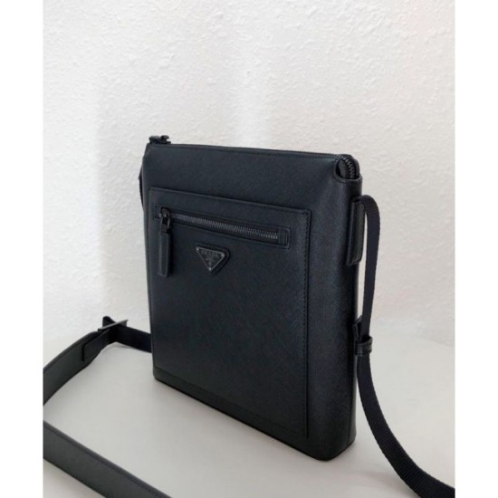 Fake Prada Saffiano leather shoulder bag 2VH062 Black Replica