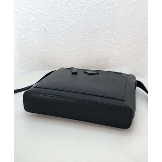 Fake Prada Saffiano leather shoulder bag 2VH062 Black Replica