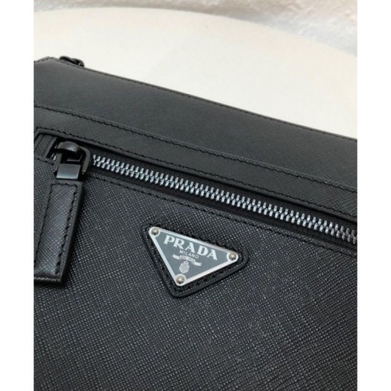 Fake Prada Saffiano leather shoulder bag 2VH062 Black Replica