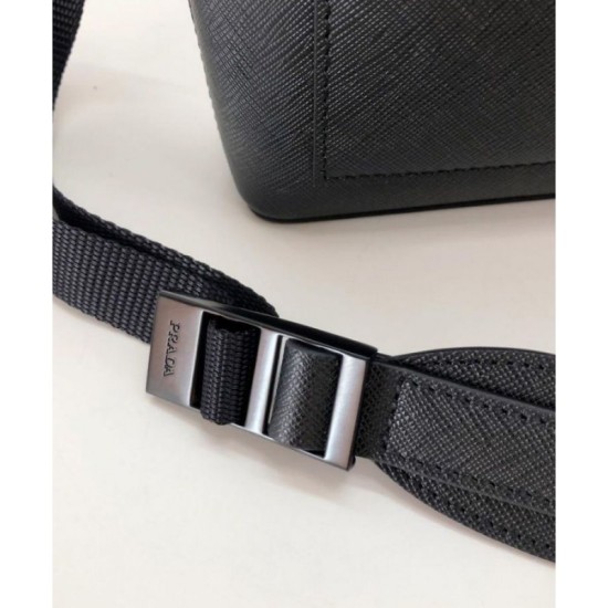 Fake Prada Saffiano leather shoulder bag 2VH062 Black Replica