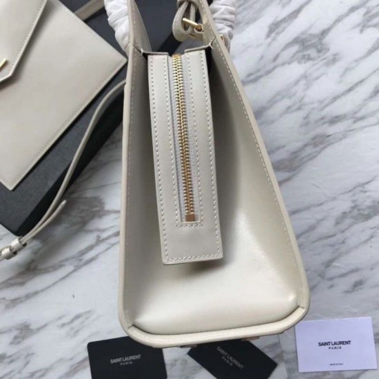 Replica YSL Saint Laurent Monogram Cabas Small Uptown Tote Bag White