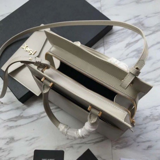 Replica YSL Saint Laurent Monogram Cabas Small Uptown Tote Bag White