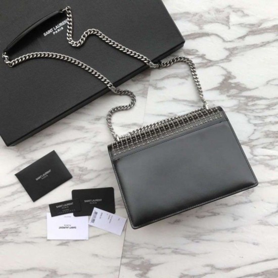 Fake YSL Saint Laurent Sunset Diamond Cowhide Bag Black Replica