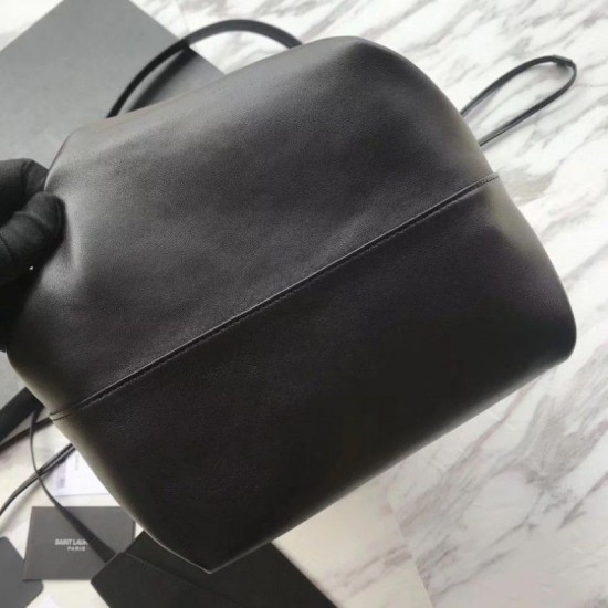 Replica YSL Saint Laurent Bucket Teddy Drawstring Bag Black