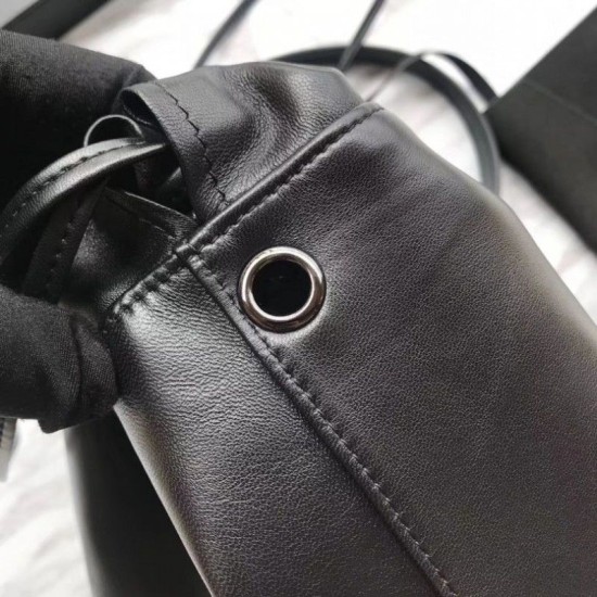 Replica YSL Saint Laurent Bucket Teddy Drawstring Bag Black