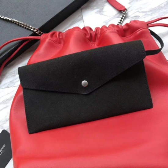 Fake YSL Saint Laurent Bucket Teddy Drawstring Bag Red Replica Replica YSL Saint Laurent Bucket Teddy Drawstring Bag Red