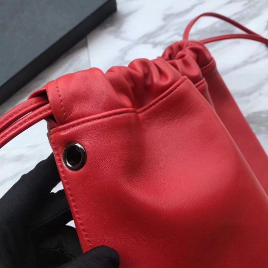 Fake YSL Saint Laurent Bucket Teddy Drawstring Bag Red Replica Replica YSL Saint Laurent Bucket Teddy Drawstring Bag Red