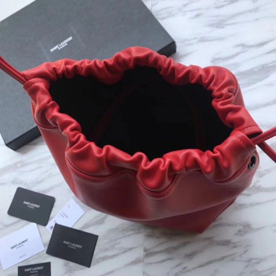 Fake YSL Saint Laurent Bucket Teddy Drawstring Bag Red Replica Replica YSL Saint Laurent Bucket Teddy Drawstring Bag Red