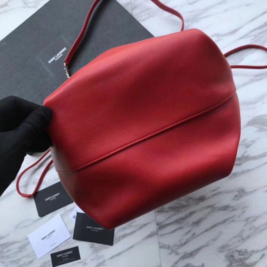 Fake YSL Saint Laurent Bucket Teddy Drawstring Bag Red Replica Replica YSL Saint Laurent Bucket Teddy Drawstring Bag Red