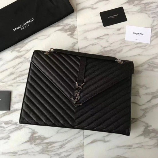 Replica YSL Saint Laurent Envelope Large Bag Grain Poudre Embossed Leather Silver Hardware Replica YSL Saint Laurent Envelope Large Bag Grain Poudre Embossed Leather Silver Hardware