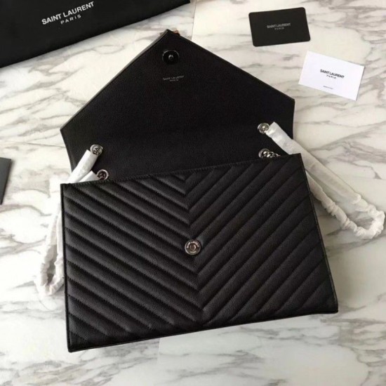 Replica YSL Saint Laurent Envelope Large Bag Grain Poudre Embossed Leather Silver Hardware Replica YSL Saint Laurent Envelope Large Bag Grain Poudre Embossed Leather Silver Hardware