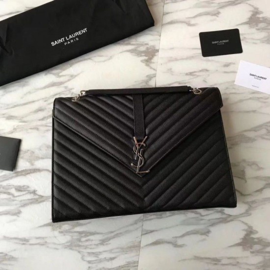Replica YSL Saint Laurent Envelope Large Bag Grain Poudre Embossed Leather Silver Hardware Replica YSL Saint Laurent Envelope Large Bag Grain Poudre Embossed Leather Silver Hardware