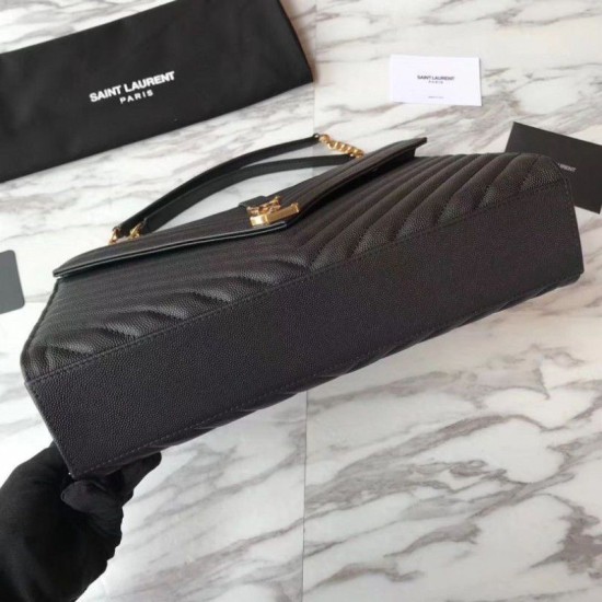 Fake YSL Saint Laurent Envelope Large Bag Grain Poudre Embossed Leather Gold Hardware Replica